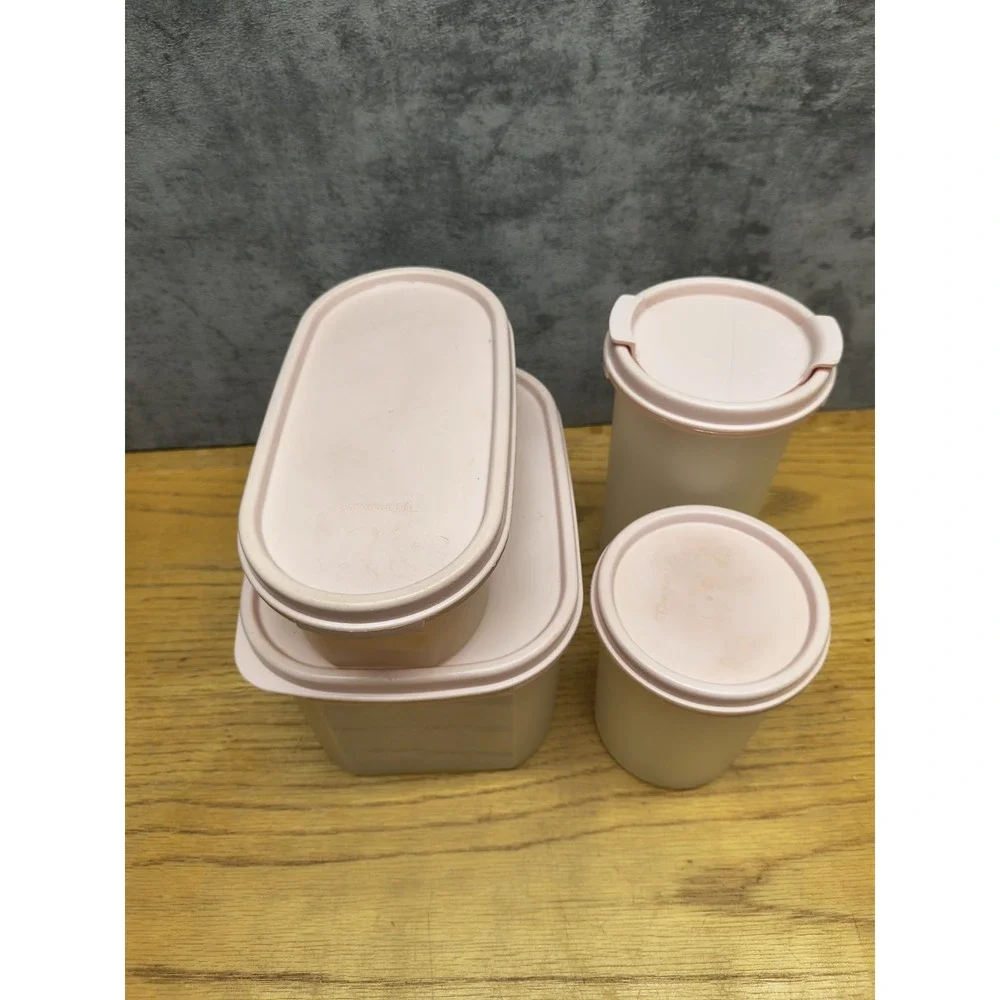 Lot‎ of 4 Vintage Light Pink Tupperware Mix Lot Made In The USA